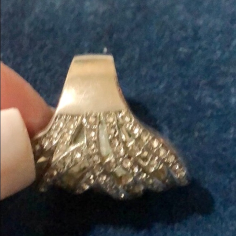 Urban Outf sz 8 boho ring silver tone crystals - Picture 2 of 3